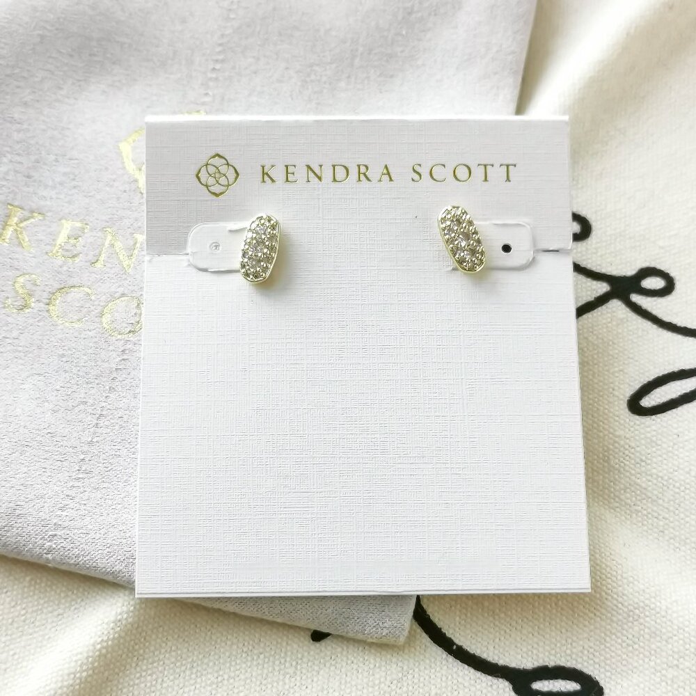 Kendra Scott Stud Earrings - Grayson - White Crystal Gold